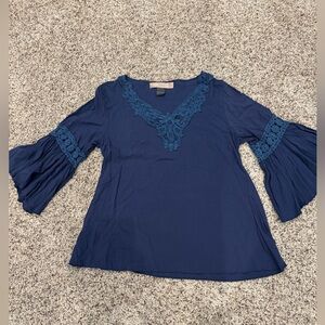 Blue Blouse with Lace Details XL runs small